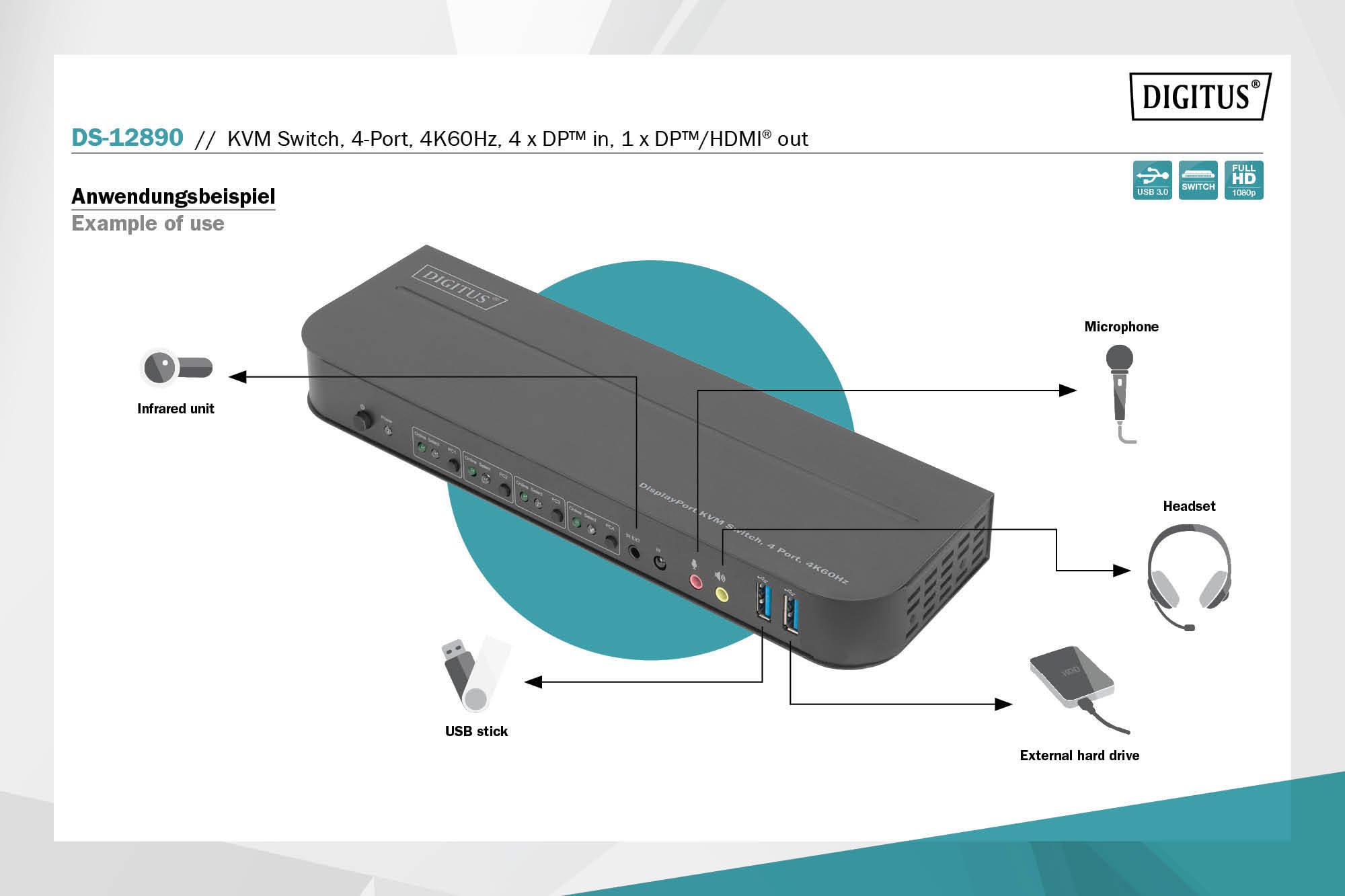 Switch KVM 4 ports - DIGITUS