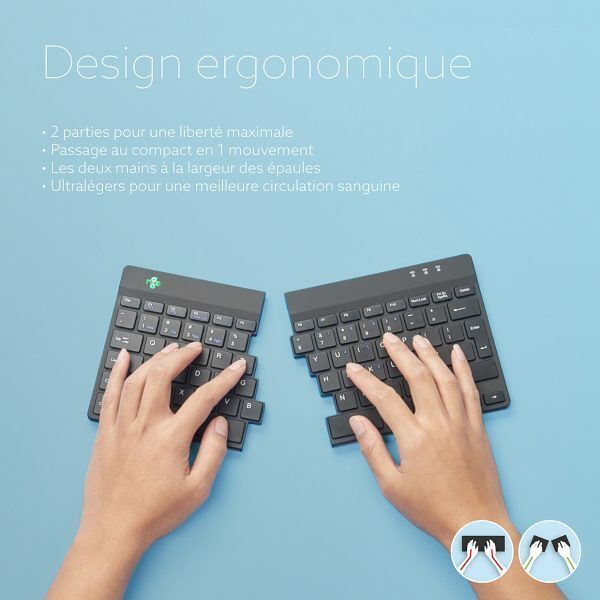 Clavier Ergonomique R-Go Split Bluetooth AZERTY Français – Anti-TMS Logiciel Pause Intégré