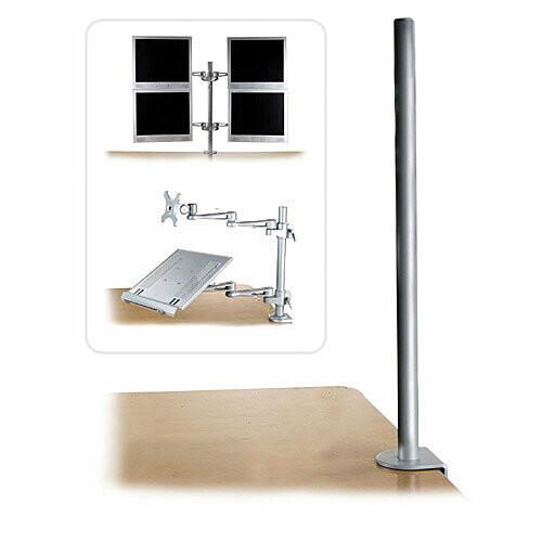 Mât De Bureau Modulable Lindy - Hauteur 700 Mm - Diamètre 35 Mm - Pour Fixer Écran Ou PC Portable - Argent